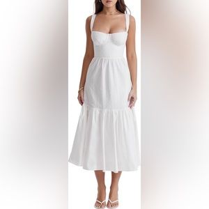 House of CB white eyelet midi dress